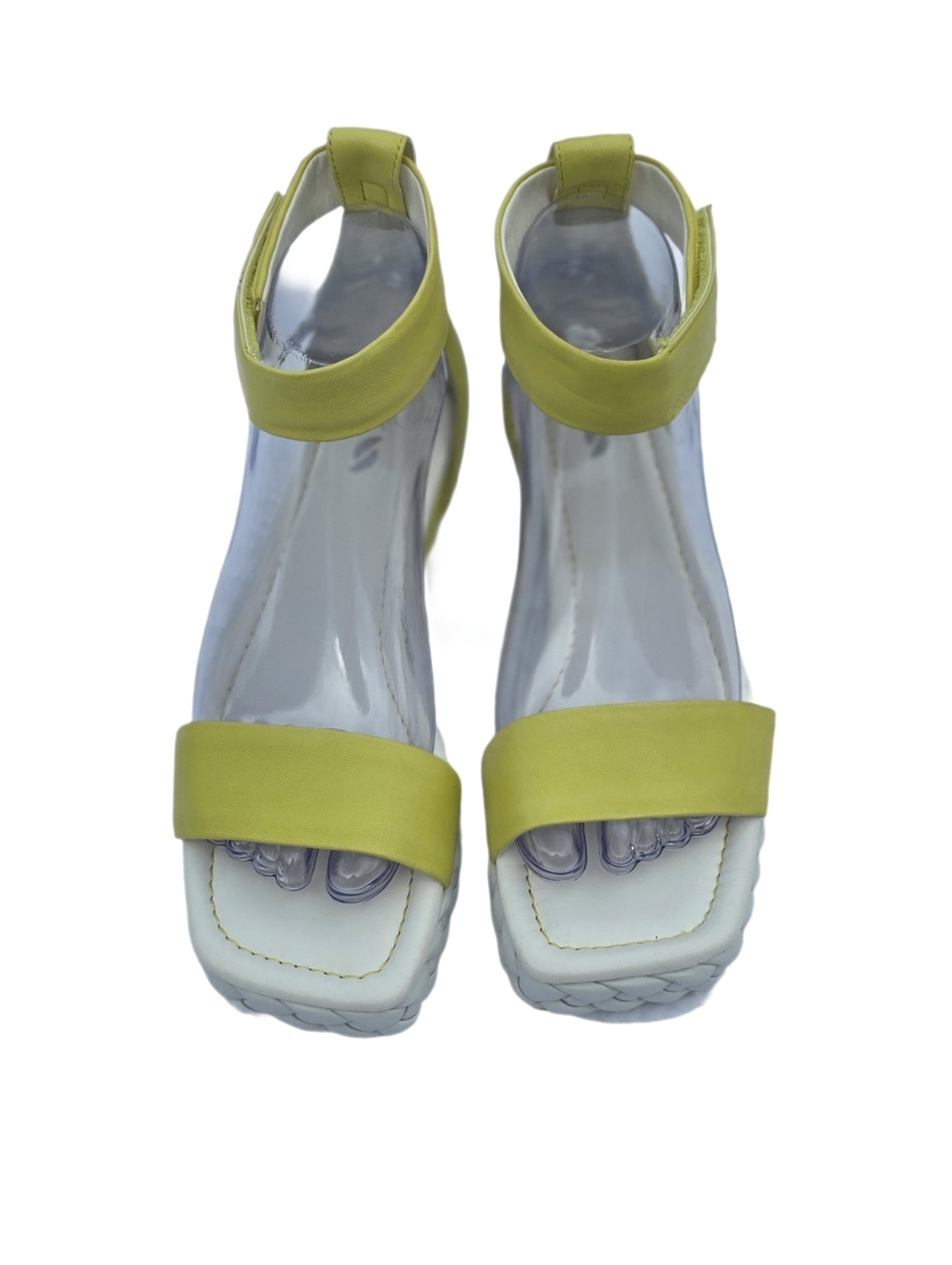 Franco Sarto Tiana  Wedge Sandal Lime Yellow Braided Platform Ankle Strap Sz 7 - Picture 3 of 16